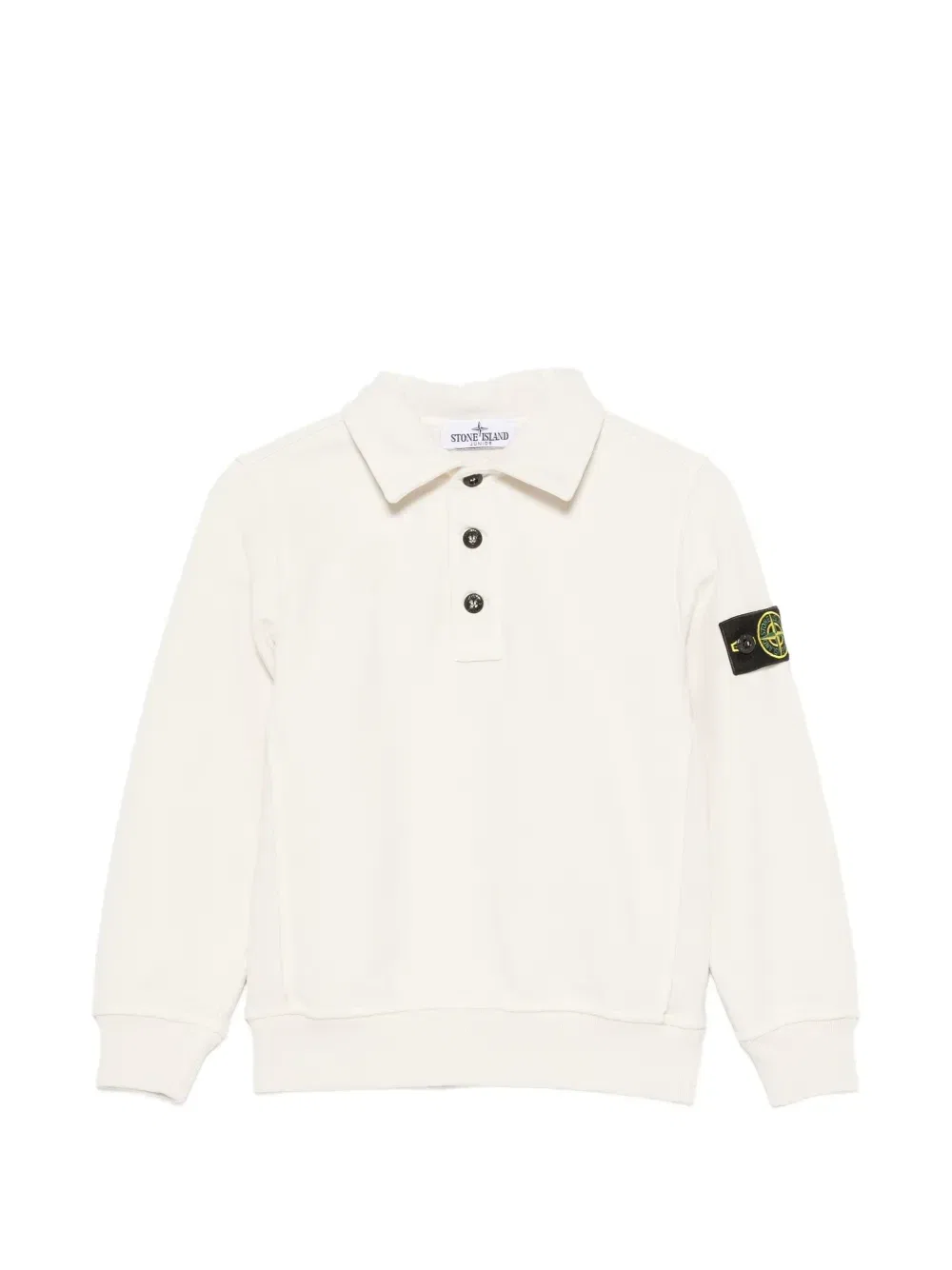 Рубашка-поло на пуговицах с нашивкой-логотипом Stone Island Junior, бежевый