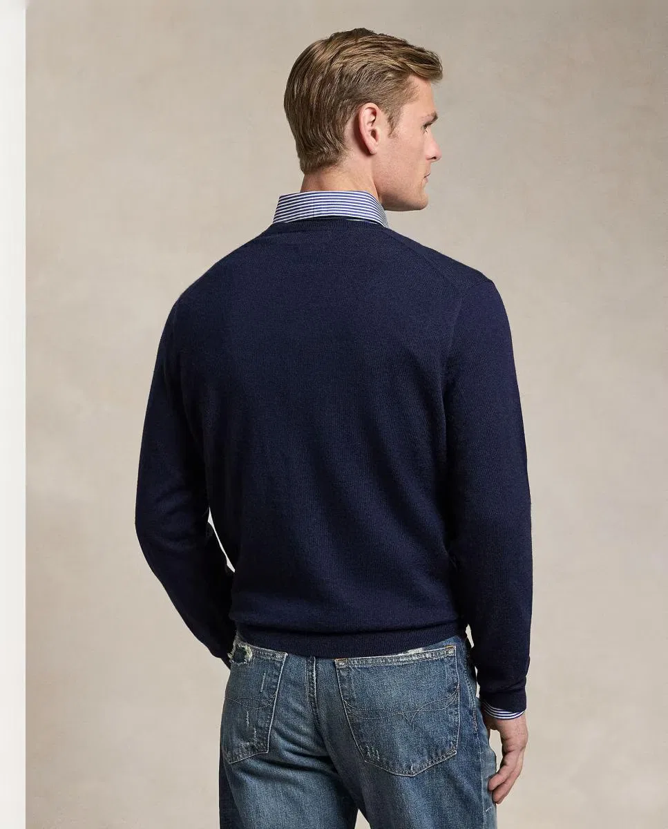 Мужский джемпер из шерсти, Cuello Pico, Polo Ralph Lauren, темно-синий — фото 2