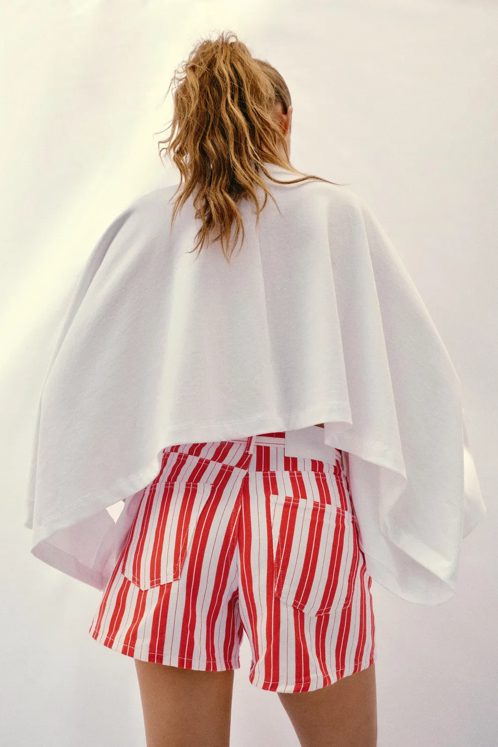 Полосатые шорты-мом ZARA, Red Stripe — фото 4