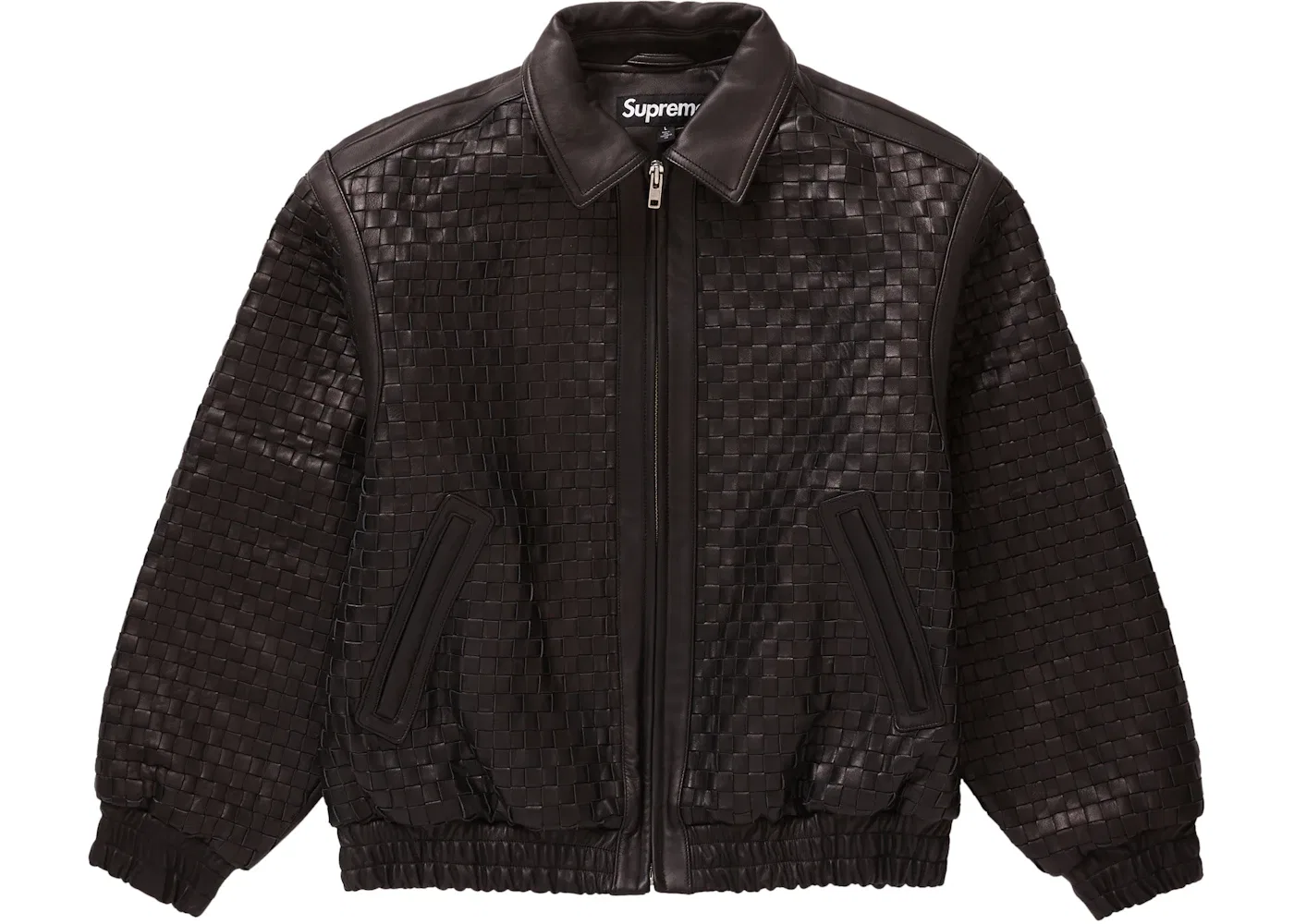Мужская куртка-бомбер плетеная кожаная Supreme, Black