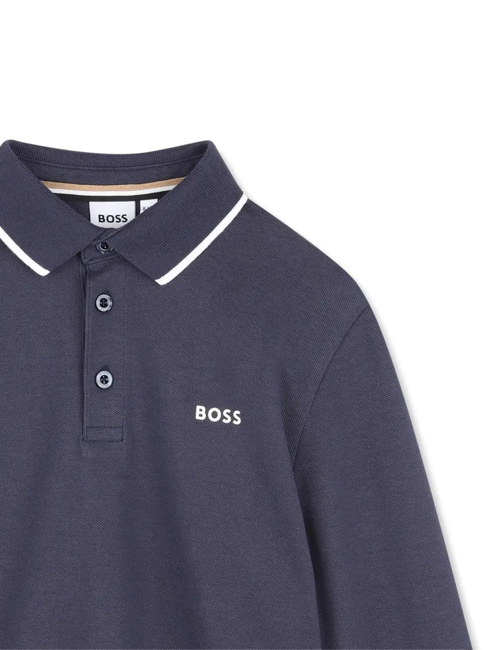 Рубашка поло с длинными рукавами и логотипом Boss Kidswear, синий — фото 3