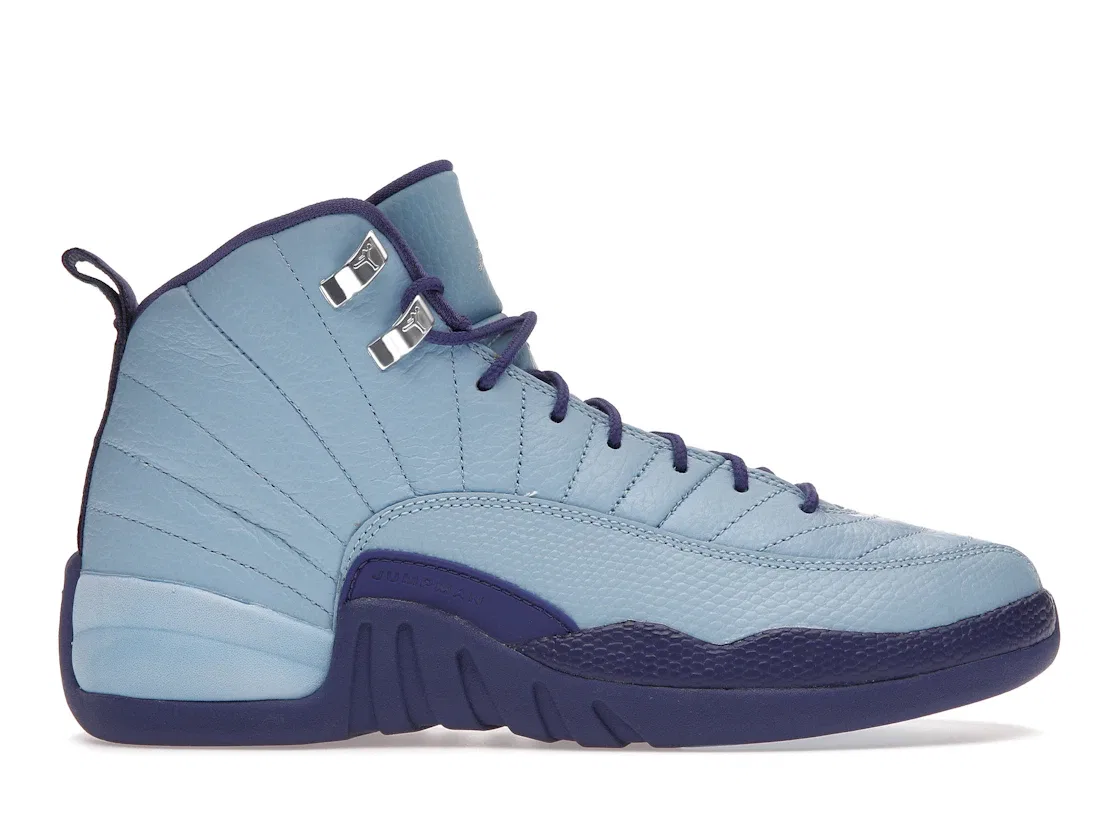 Детские кроссовки Lifestyle с принтом Jordan 12 Retro Hornets Jordan, Blue Cap/Metallic Silver-Dark Purple Dust