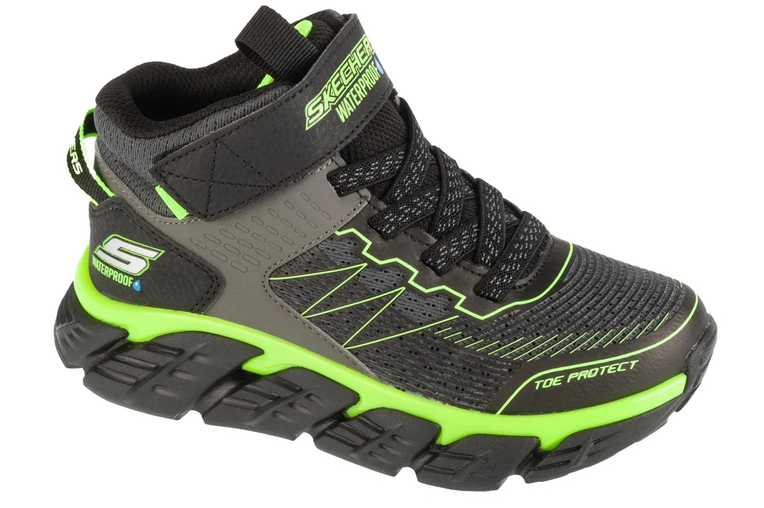 Детские зимние ботинки для мальчиков с высоким верхом Skechers Tech-grip High-surge, Charcoal Black Lime