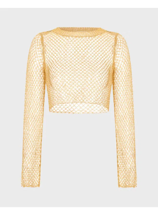 Блузка с длинным рукавом ажурная Zara, золотой