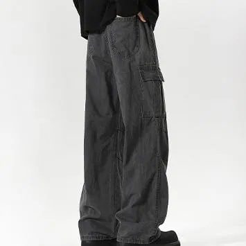 Джинсы мешковатые Y2K cargo distressed, серый — фото 2