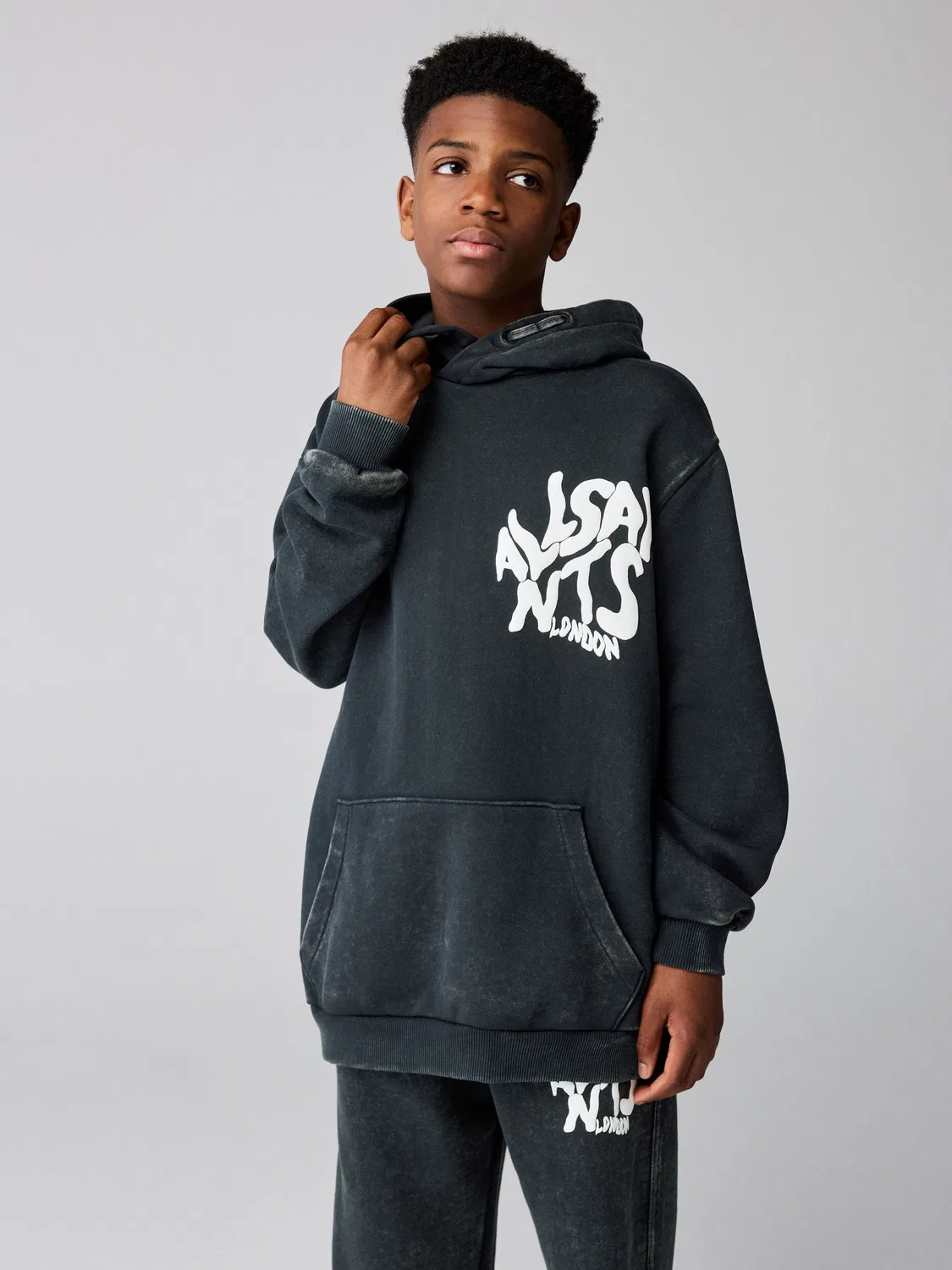 Худи All Saints Orlando Oversized, вымытый черный