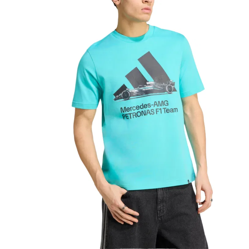 Футболка Mercedes AMG, Adidas, Half Mint/Black — фото 3