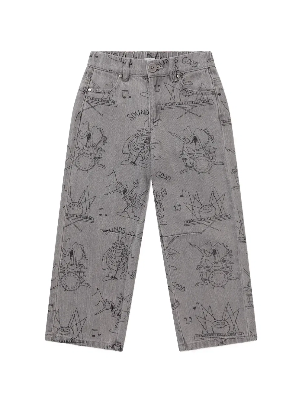 Джинсы с графичным принтом Stella McCartney Kids, серый