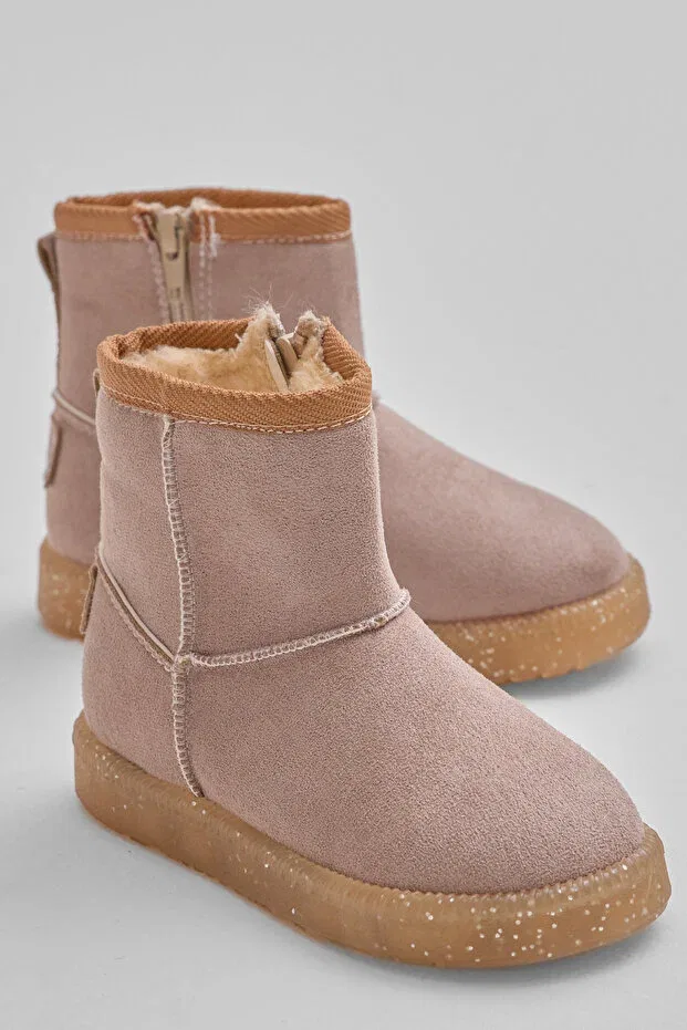 Детские ботинки для девочек на плоском ходу с мехом Tonny Black, Taupe