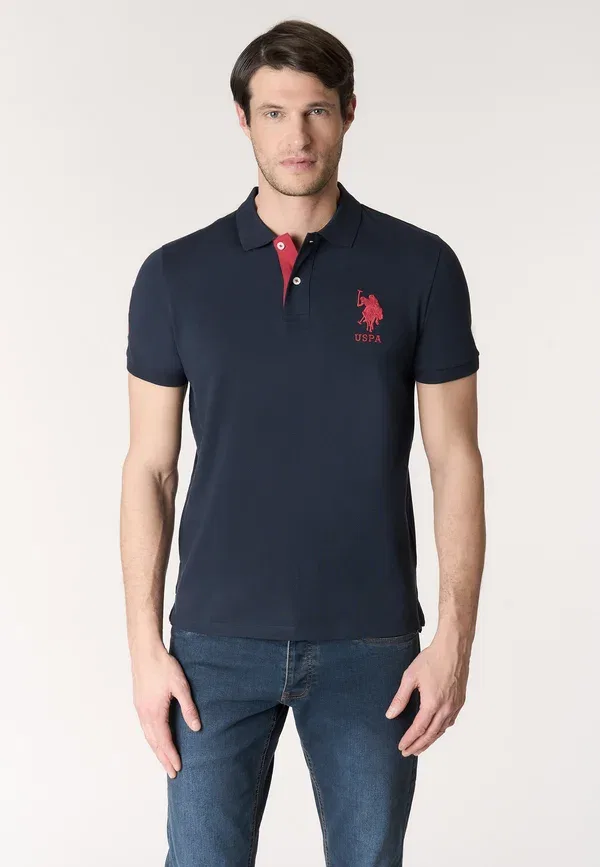 Поло с вышивкой Da Con Logo Maxi Ricamato e Numero U.S. Polo Assn., синий