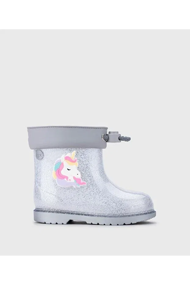 Детские сапоги для девочек водонепроницаемые Bimbi unicornio glitter rain boots Igor, Silver