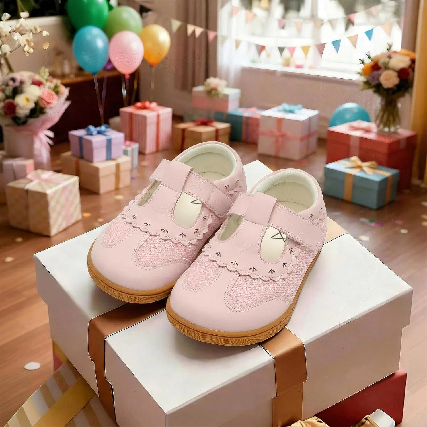 Детские туфли Мэри Джейн для девочек с широким носком LeIsfIt, Pink — фото 3