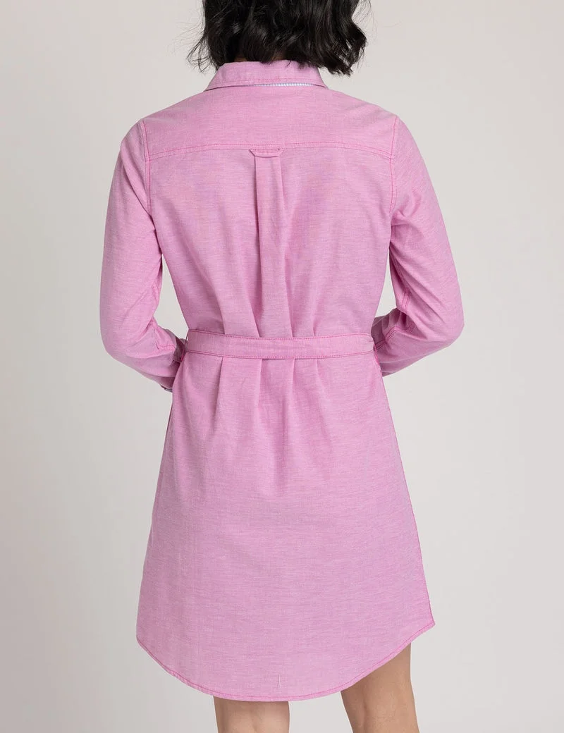 Женское платье U.S. Polo Assn. Solid Oxford, ярко-розовый — фото 2