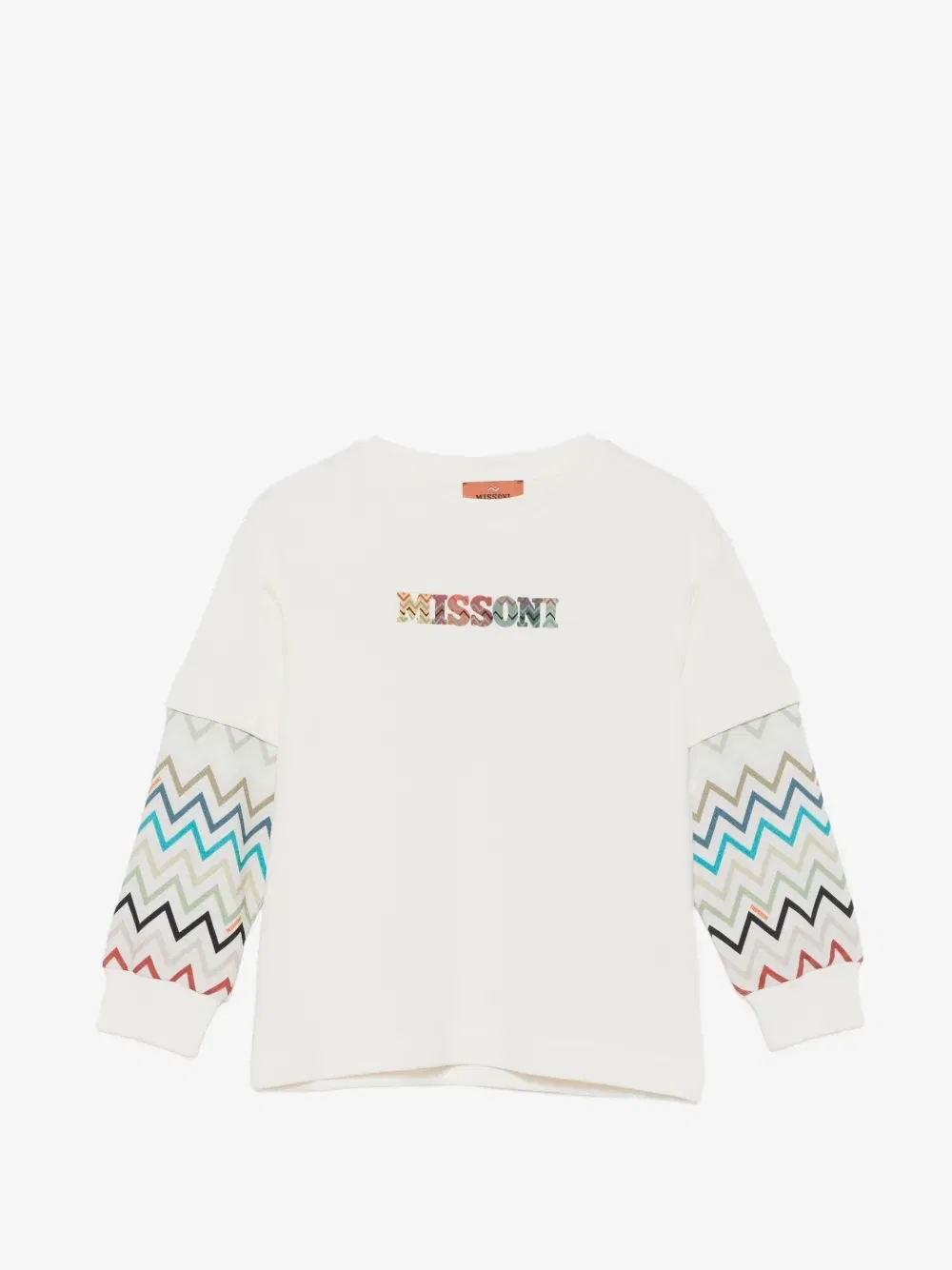 Свитшот с логотипом и принтом зигзаг Missoni Kids, бежевый