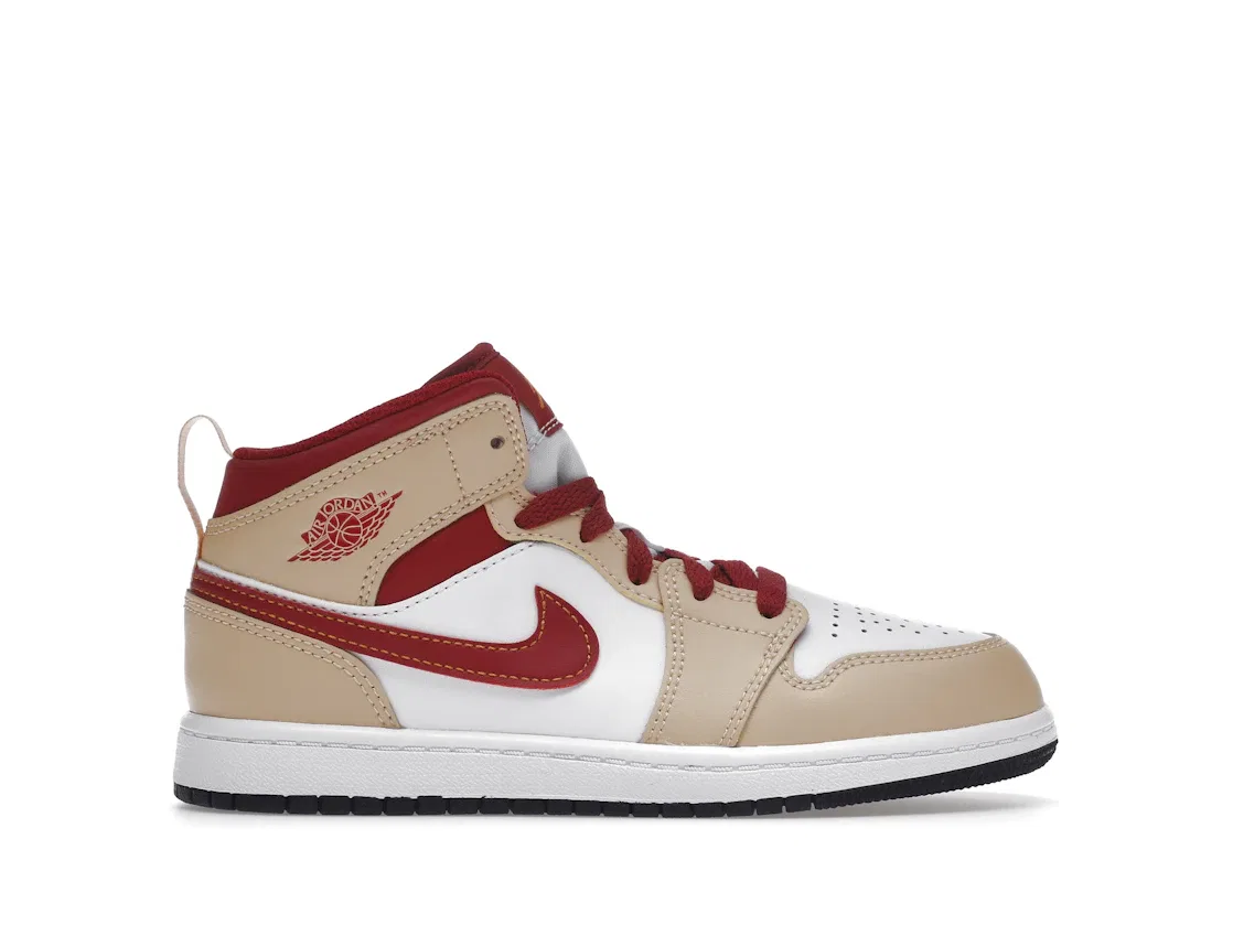 Детские кроссовки Lifestyle Jordan 1 Mid, White Onyx/White/Cardinal Red/Light Curry