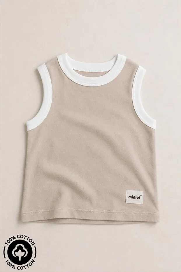 Детская майка для девочек хлопковая Miniel, Beige