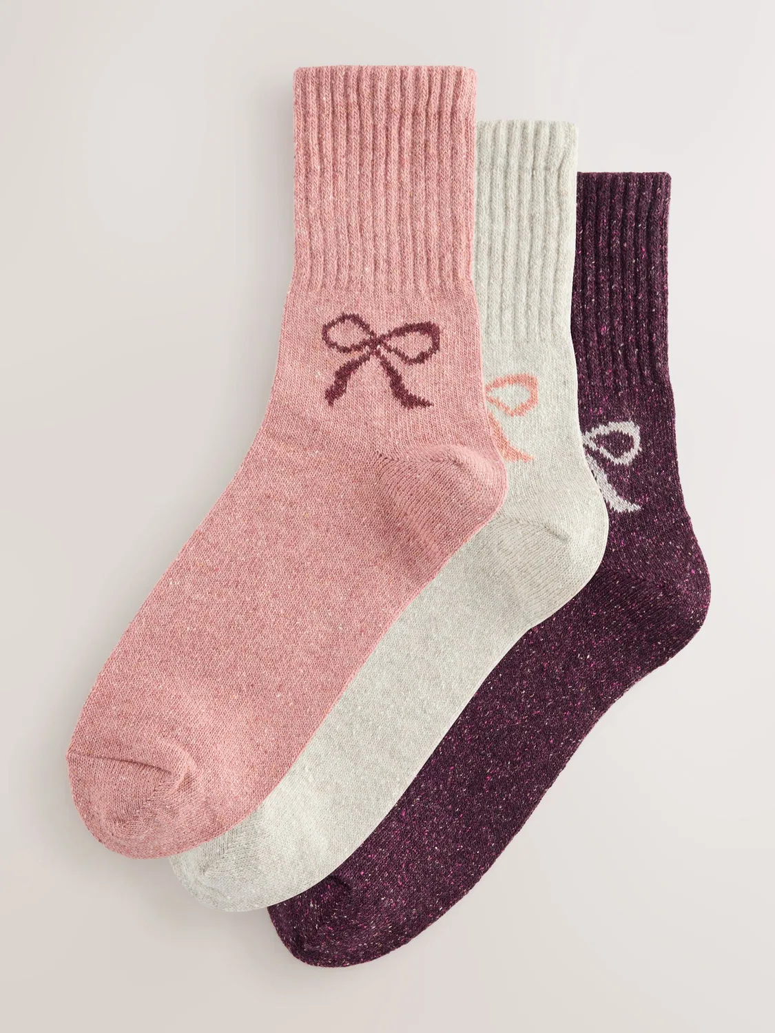 Носки женские, шерстяная смесь, 3 пары, Pink Bows Next, розовый