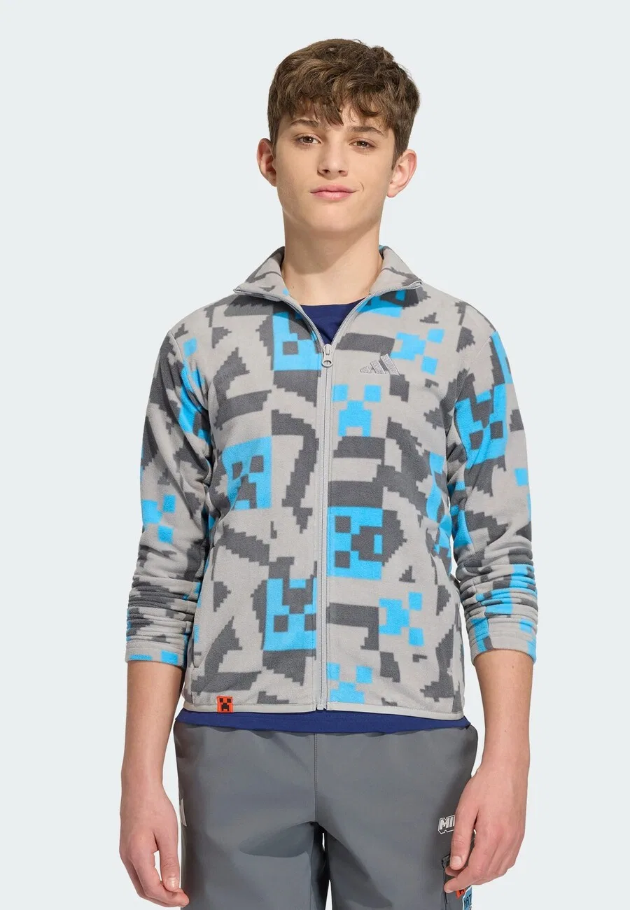 Спортивная флисовая куртка ADIDAS TERREX 'Adidas x Minecraft' серого и темно-серого цвета — фото 3
