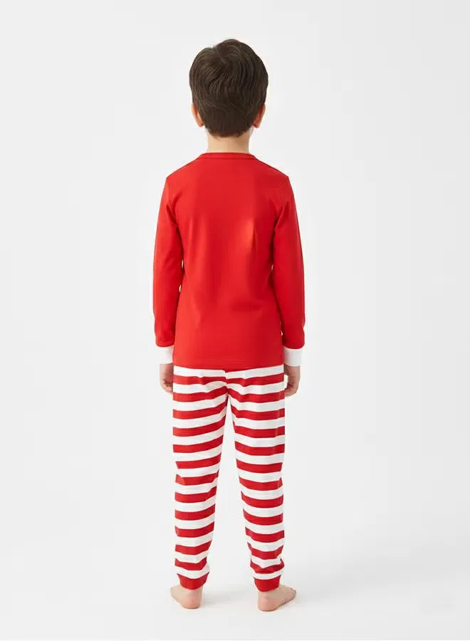 Комплект пижамы с новогодним принтом Santa glow Babyqlo, разноцветный — фото 4