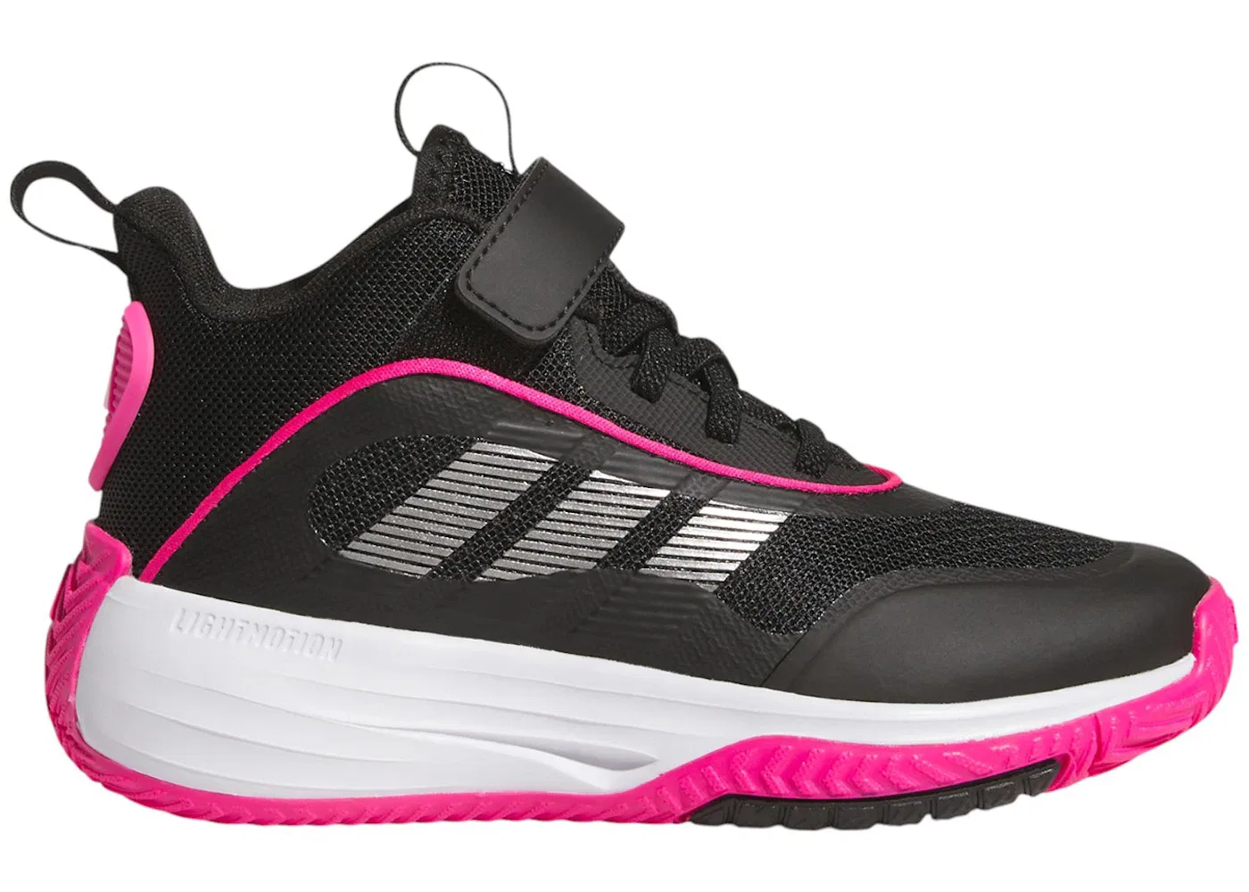 Детские кроссовки для баскетбола с шнуровкой Adidas Ownthegame 3.0, Core Black/Iron Metallic/Shock Pink