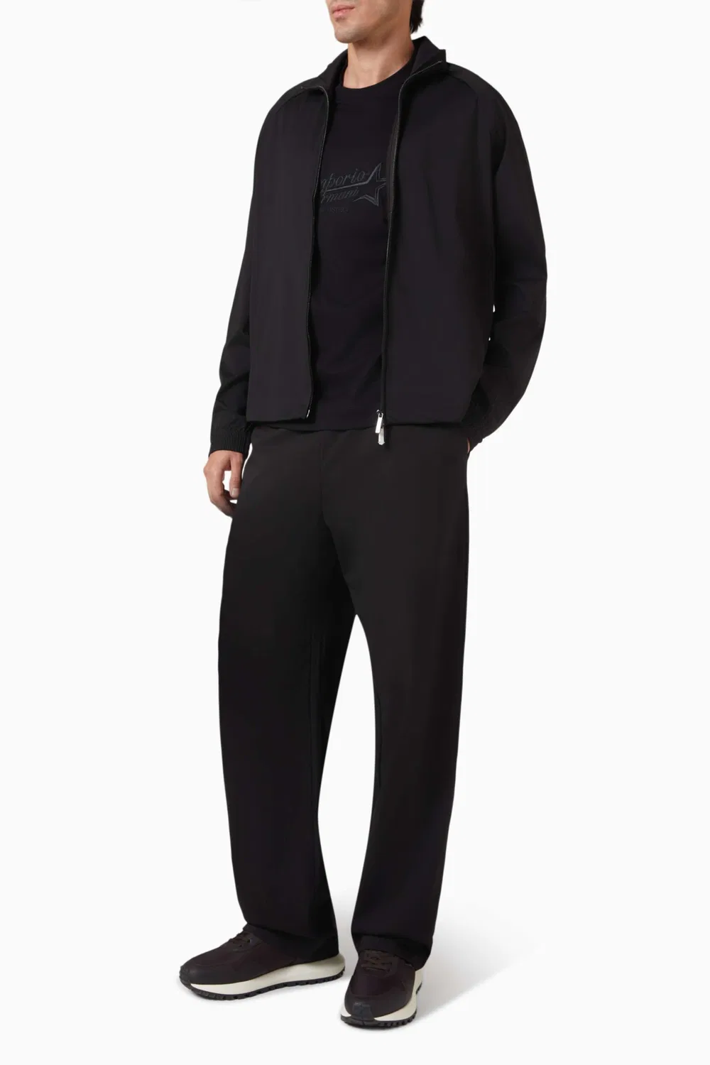 Брюки широкие из джерси Emporio Armani, черный — фото 2