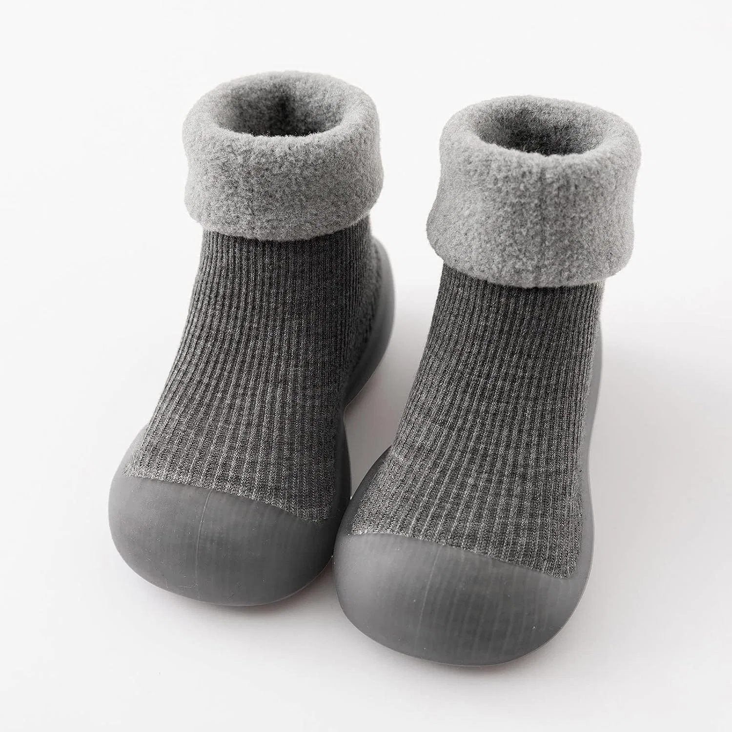 Детские вязаные тапочки-кеды с прорезиненной подошвой POLG, Grey — фото 2