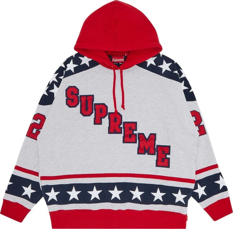 Толстовка Supreme Hockey Hooded Sweatshirt 'Ash Grey', серый — фото 2