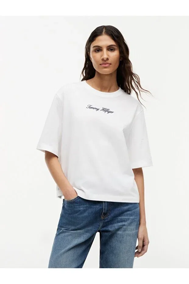 Женская футболка-трапеция с принтом Tommy Hilfiger, White — фото 2