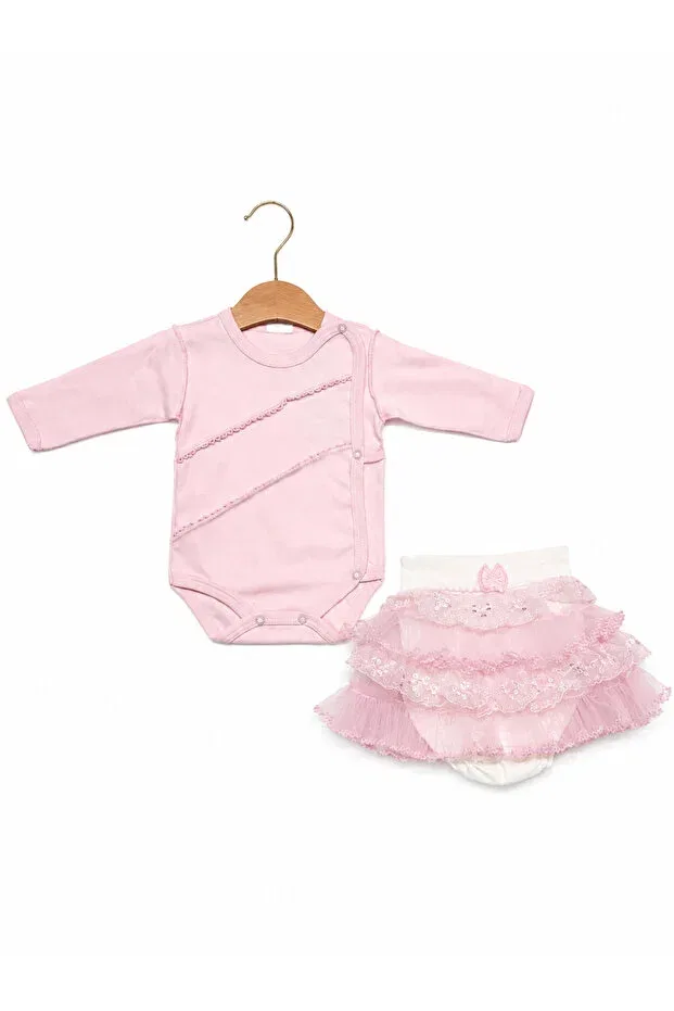 Детский комплект для девочек хлопковый Basics Kardeşler Bebe, Pink-Ecru