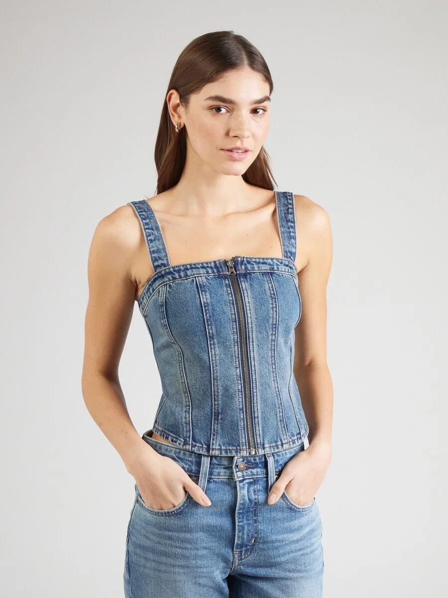 Топ LEVI'S «Sculpted Bustier» из синей джинсовой ткани — фото 3