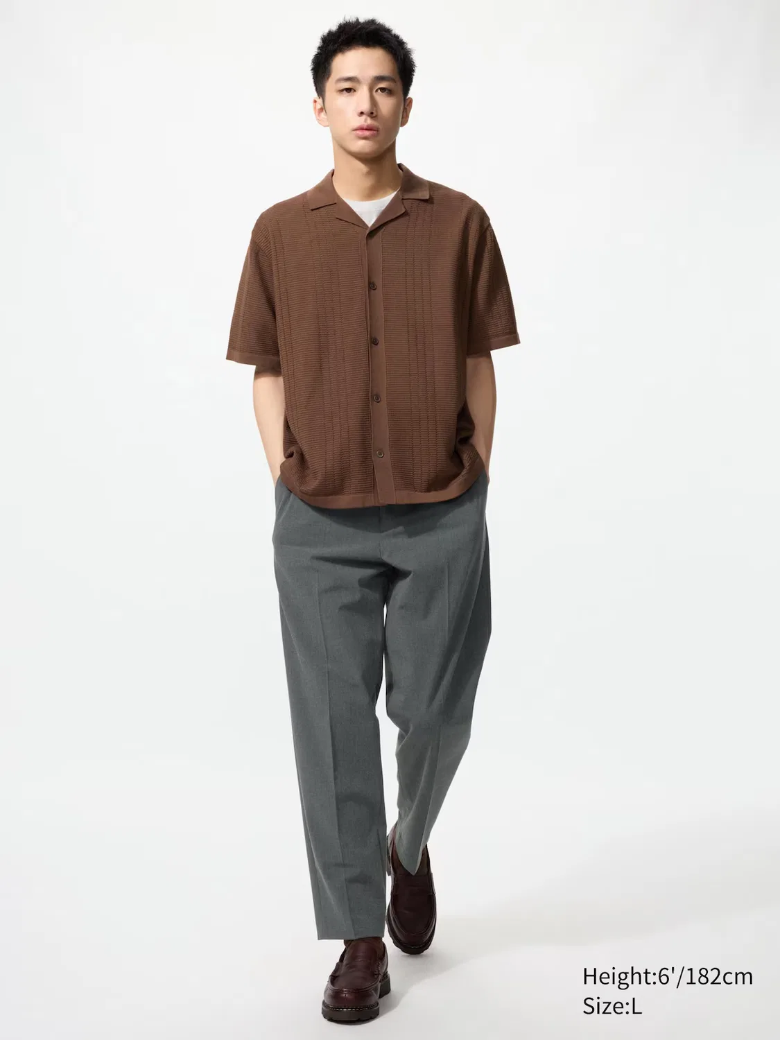 Рубашка Uniqlo, вязаная, с коротким рукавом, черный — фото 2