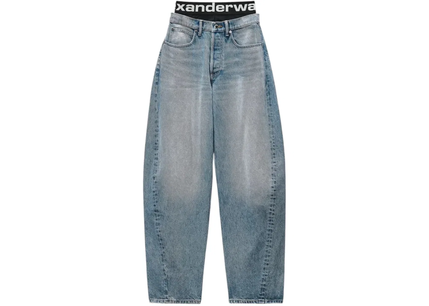 Женские джинсы с принтом Logo Bike Short Pre-Styled Blow Up Alexander Wang, Authentic Light Indigo