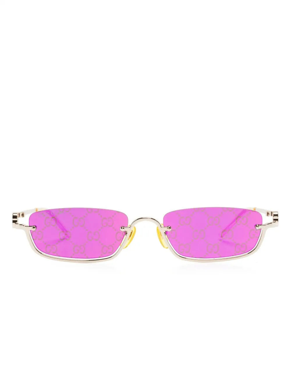 

Солнцезащитные очки в узкой прямоугольной оправе Gucci Eyewear, золотой