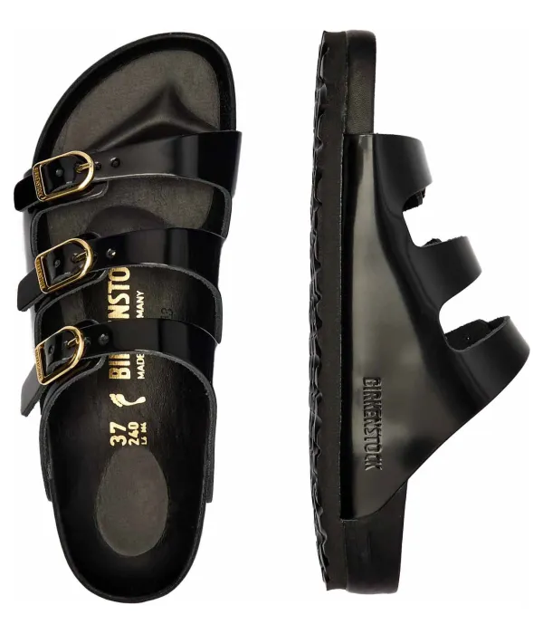 Кожаные тапочки из Флориды Narrow fit Birkenstock, черный — фото 4