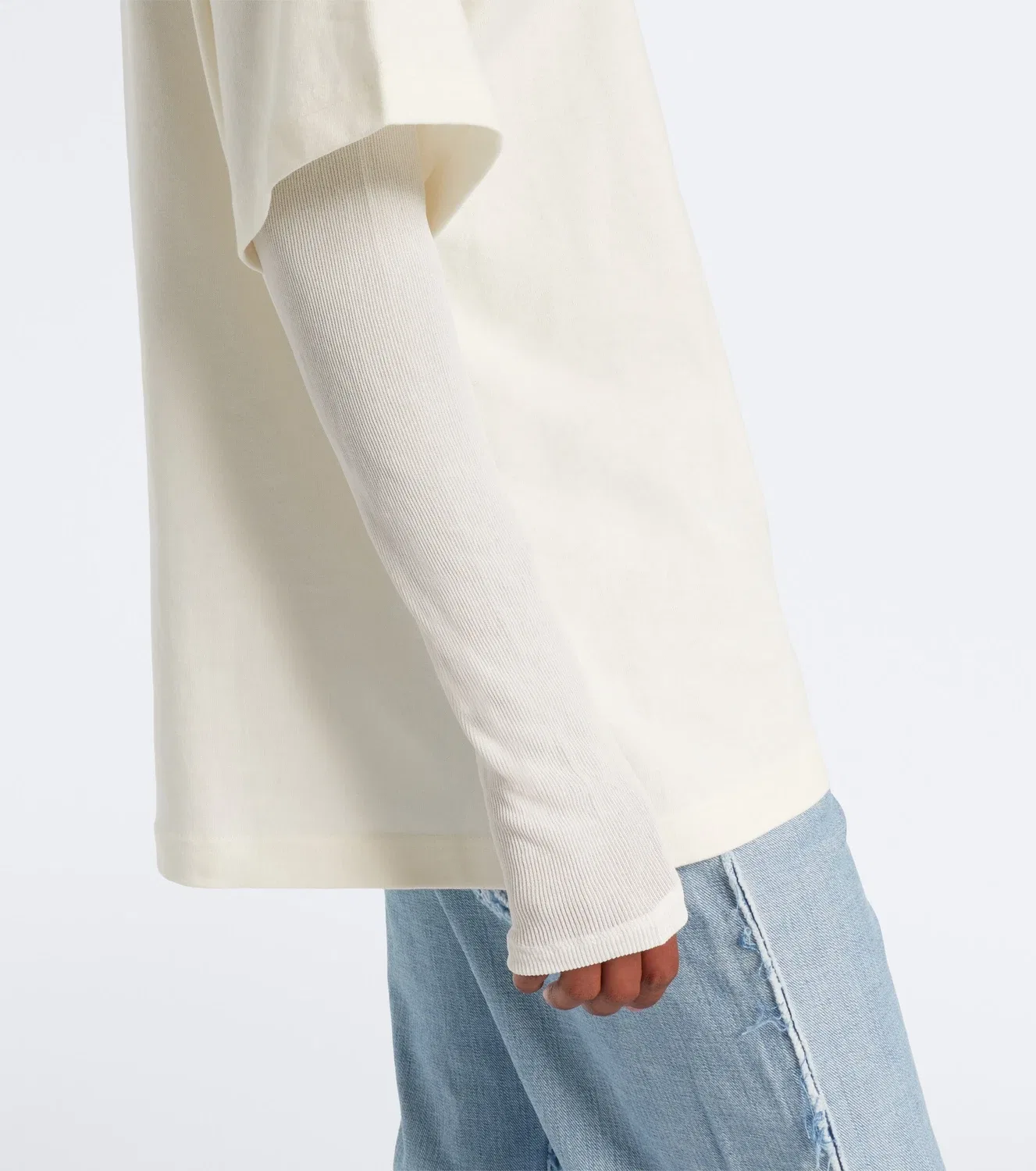 Многослойная хлопковая футболка джерси с вышивкой Acne Studios, белый — фото 4