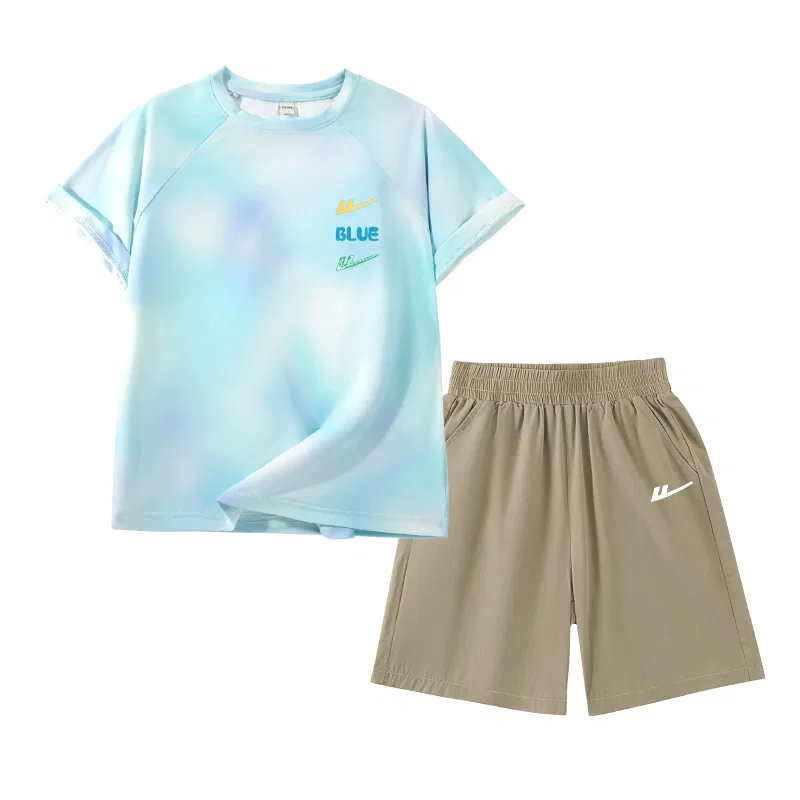 Детский спортивный комплект с принтом Blue Purple/H Three-Color K-Khaki/H White Logo K WARRIOR