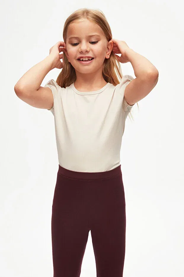 Детские леггинсы для девочек однотонные Cherry Rotten Girls' Full Length Solid Basic Lovetti, Cherry Bruise — фото 2