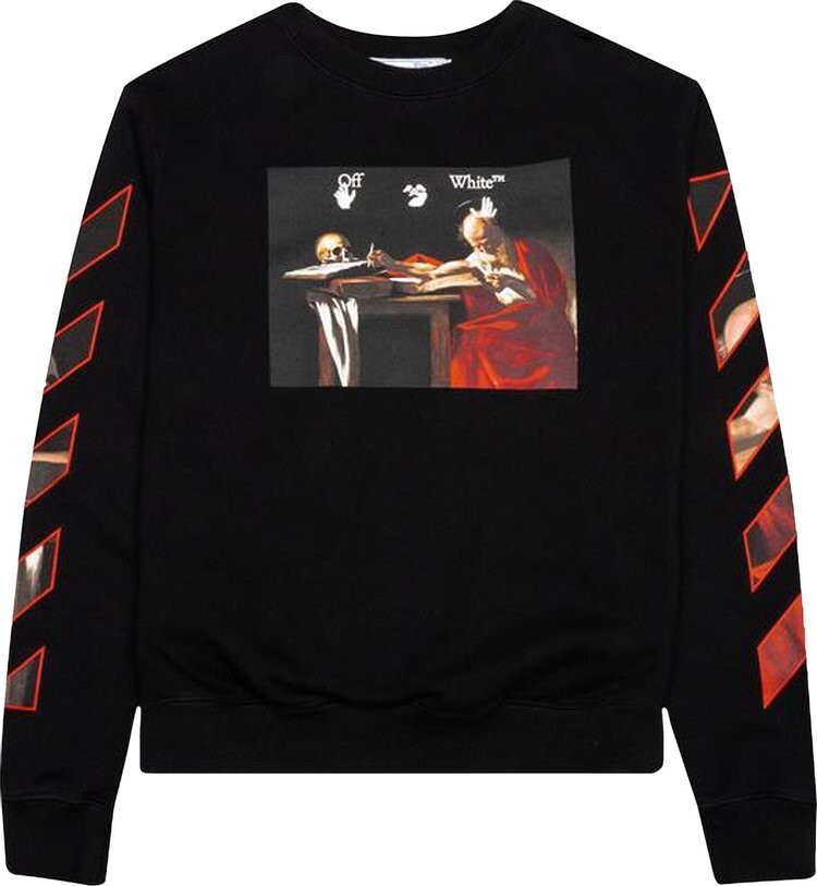 

Толстовка Off-White Caravaggio Slim Crewneck 'Black/Red', черный