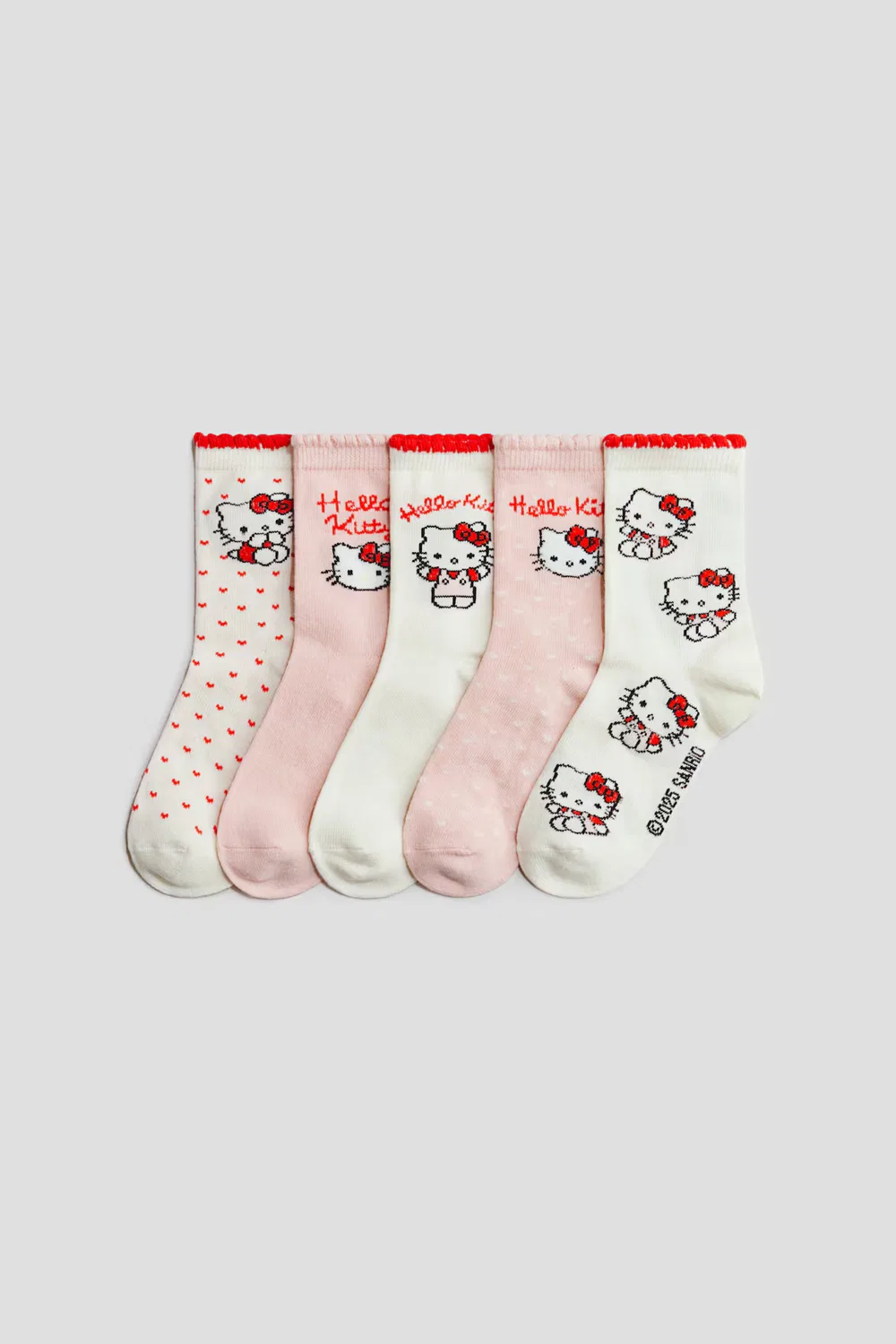 Набор из 5 носков с рисунком H&M, Weiß/Hello Kitty