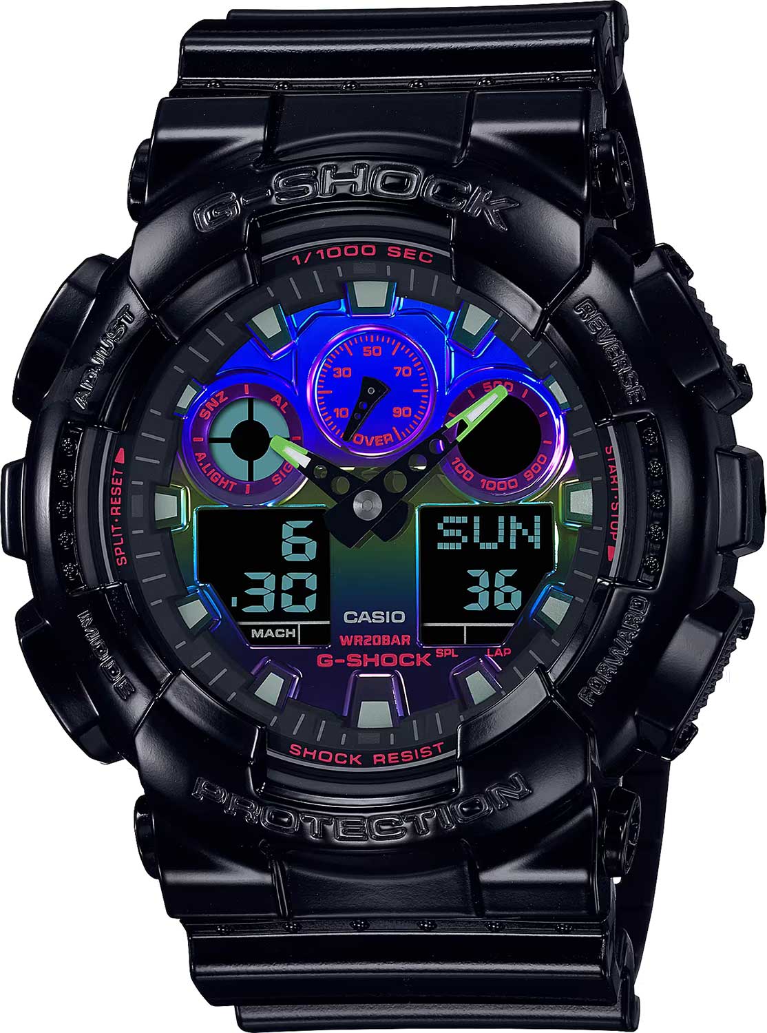 

Часы Casio G-Shock Analog-Digital GA-100 Series, арт. GA-100RGB-1A, черный/синий