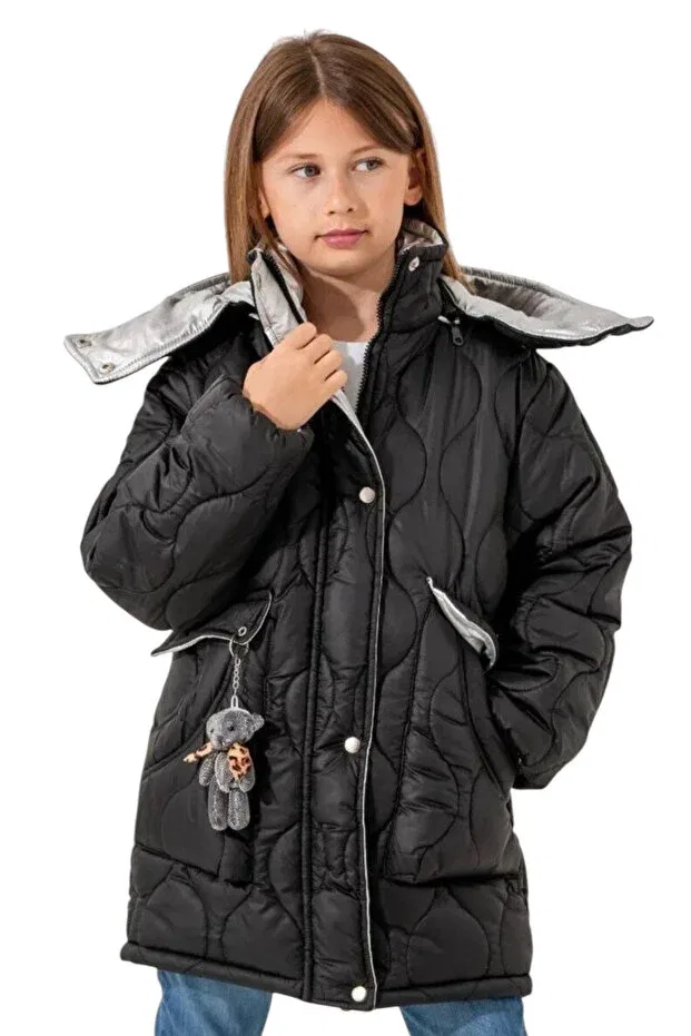 Детское пальто для девочек с капюшоном Irem Çocuk Giyim, Black