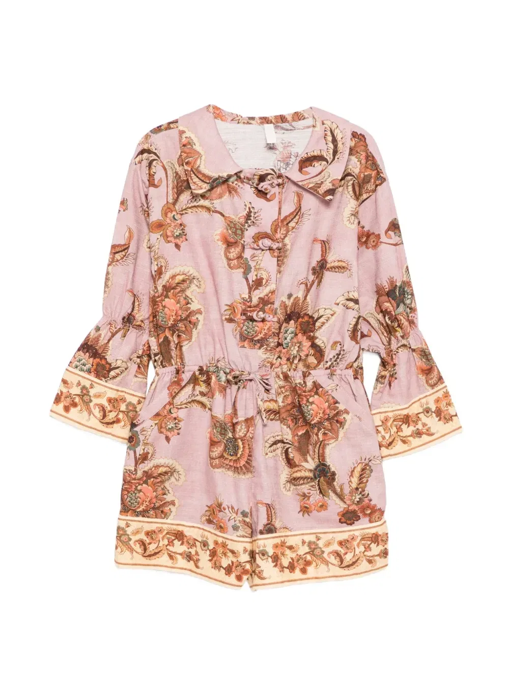 Комбинезон на кулиске с цветочным принтом Zimmermann Kids, розовый