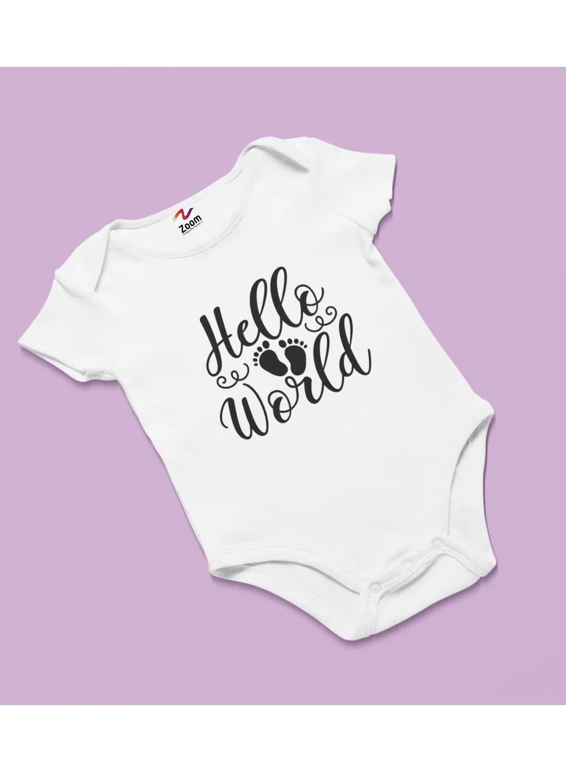 Боди-комбинезон с коротким рукавом Hello world Zoom, белый