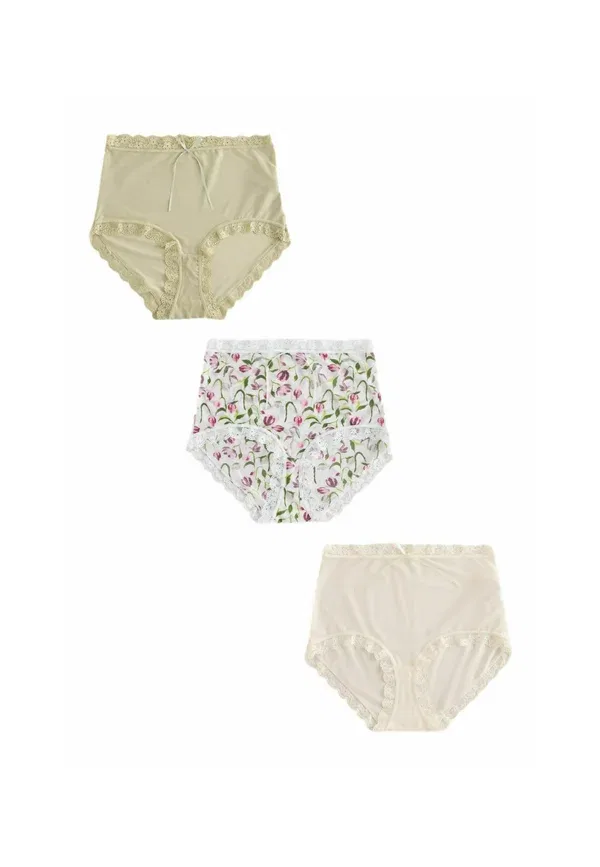 Трусы с принтом Animal print Full brief fit - knickers 3 pack, Next, Cream Green Tulip, зеленый
