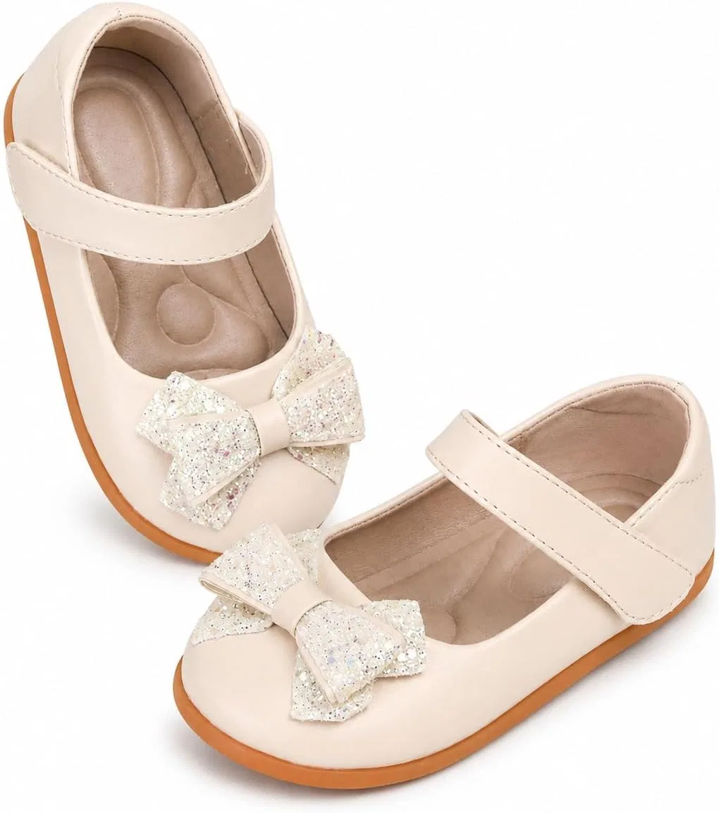 Детские туфли Мэри Джейн для девочек с блестящим бантом, Beige