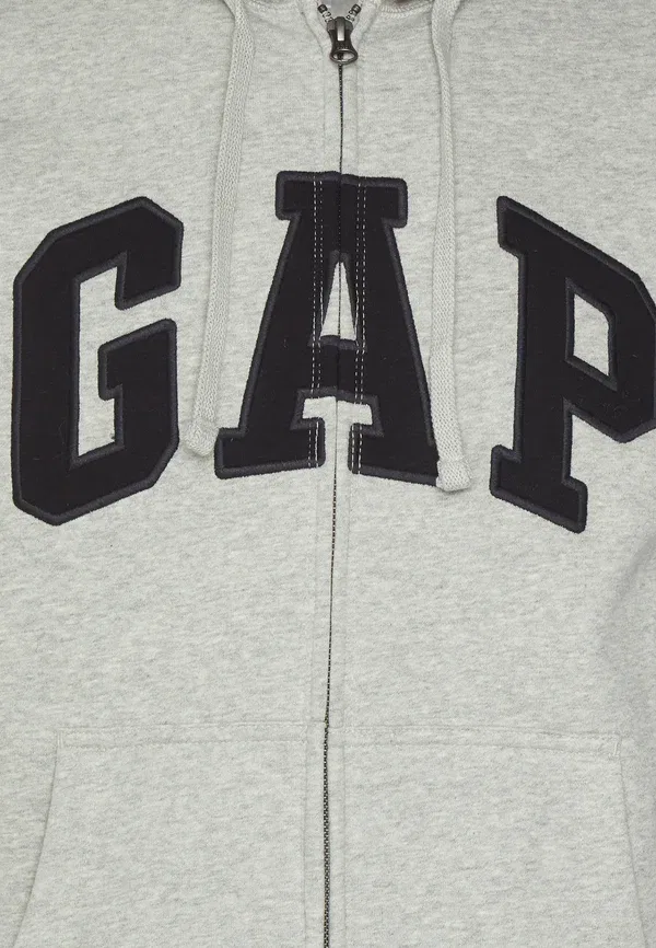 Толстовка на молнии Heritage logo zip up sweatshirt Gap, светло-серый меланж — фото 3