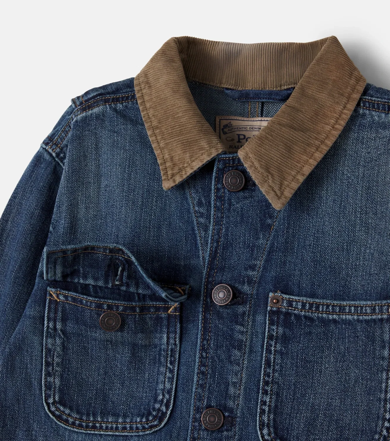 Легкая куртка джинсовая с вельветовой отделкой Polo Ralph Lauren Kids, синий — фото 4
