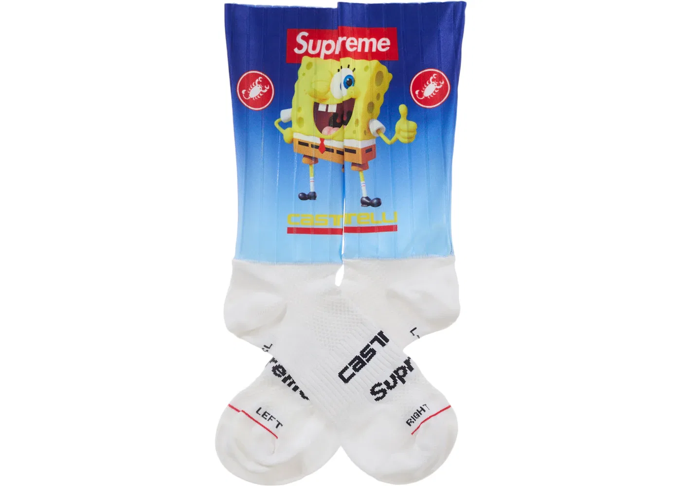 Унисекс носки с принтом Supreme SpongeBob SquarePants Castelli Cycling Sock (1 Pack), White — фото 2