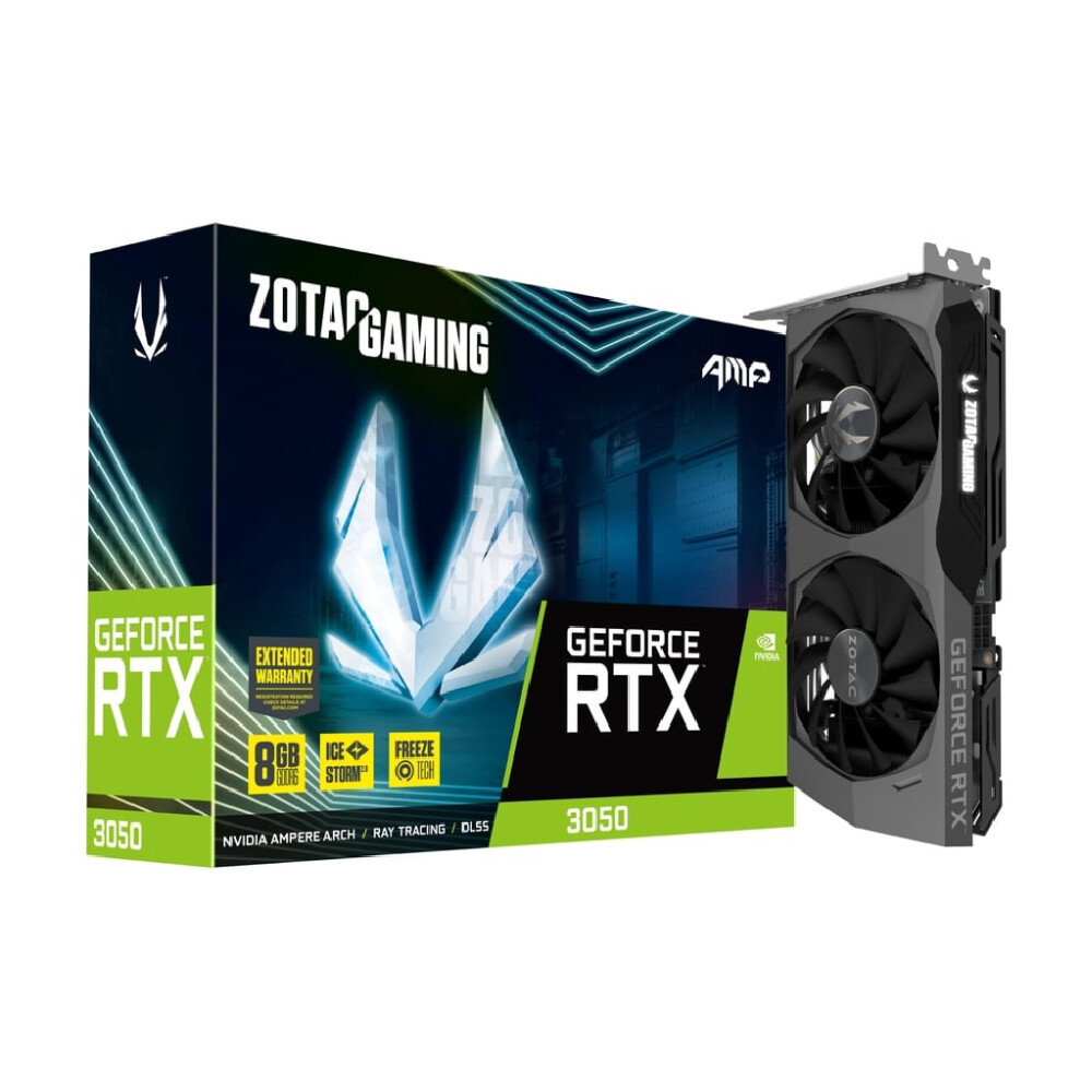 

Видеокарта ZOTAC GeForce RTX 3050 AMP, 8 ГБ, серый