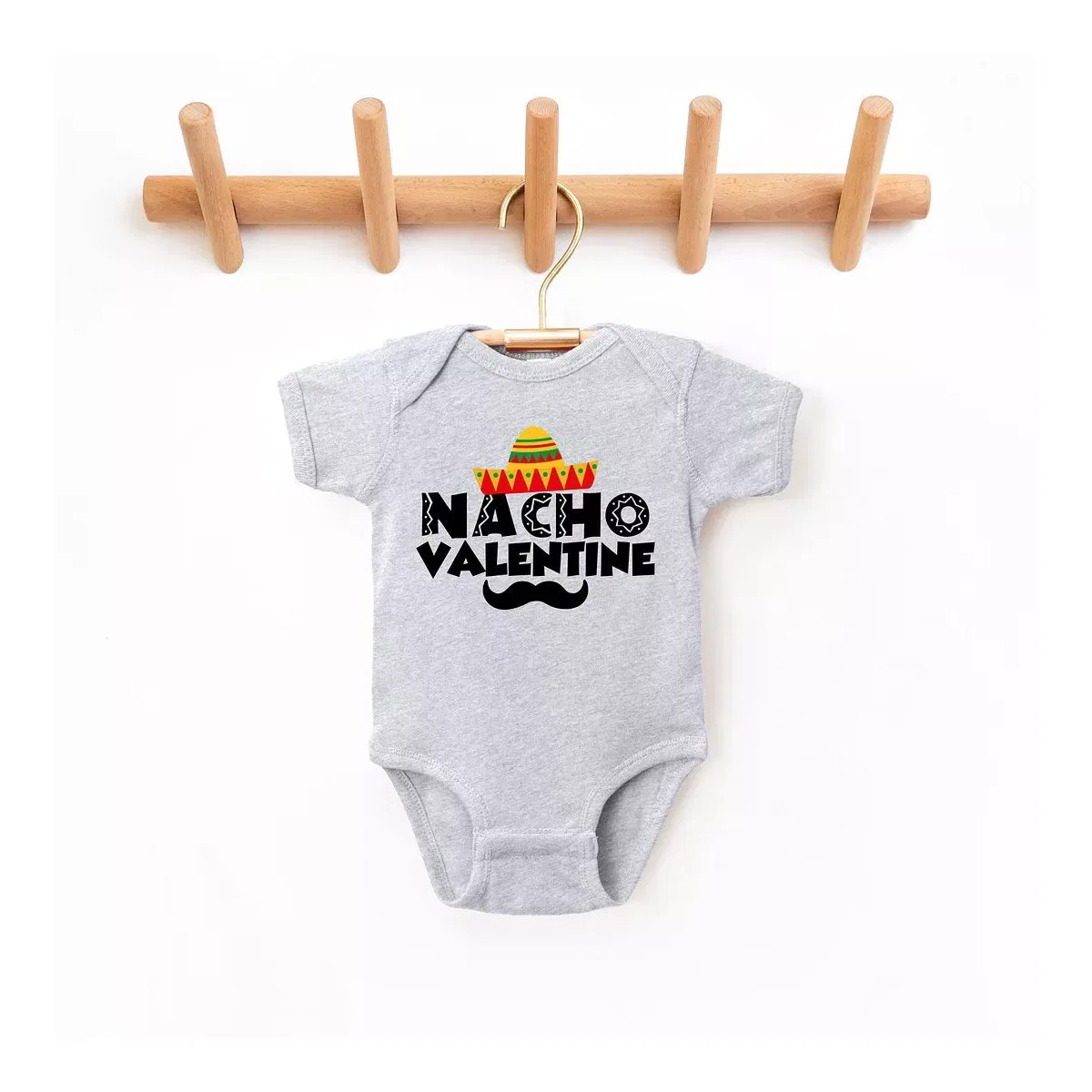 Детский боди с коротким рукавом Nacho Valentine The Juniper Shop, Heather Grey